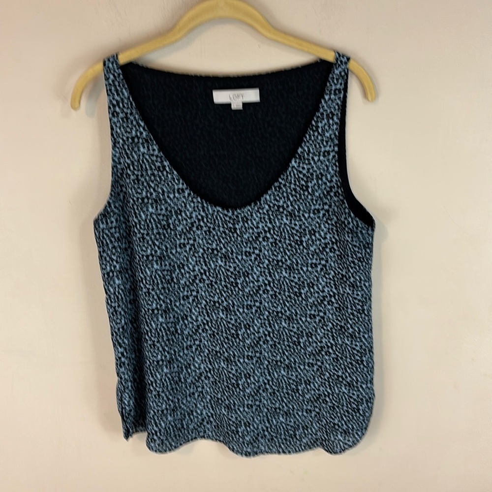 Loft Abstract Mini Floral Two Layer Sleeveless Top Size Small